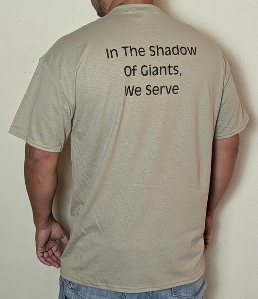 In The Shadow Of Giants, We Serve Launch T-Shirt
